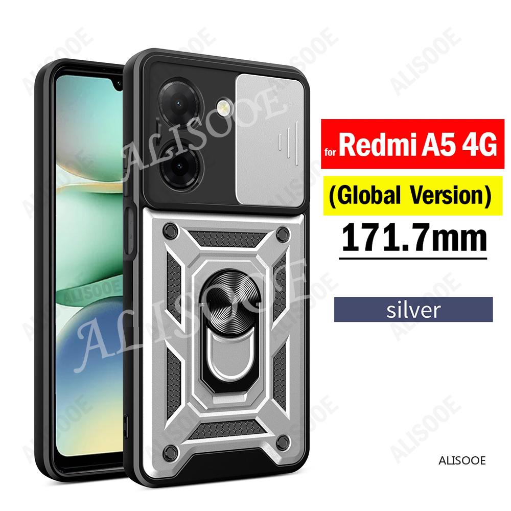 Shockproof Capa for Xiaomi Redmi A5 4G Global (171.7mm) Case Armor Slide Camera Protect Ring Stand Cover for Redmi A5 4G Funda