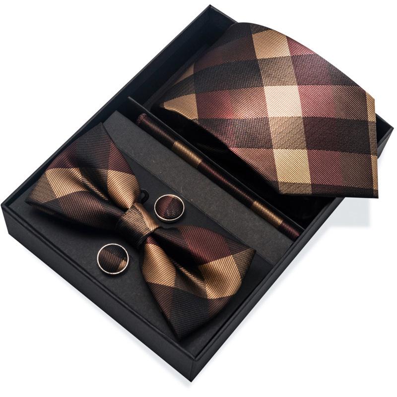 Set de 6 piezas, Corbata de Vestir de Negocios 8 cm Corbata para Hombre Set de Pajarita Caja de Regalo.