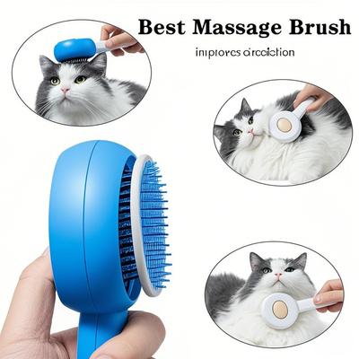 Pet Pin Comb Beauty Comb Leather Naughty Button Pet Self-cleaning Comb Dog Comb Dog Cat Comb Pet Supplies