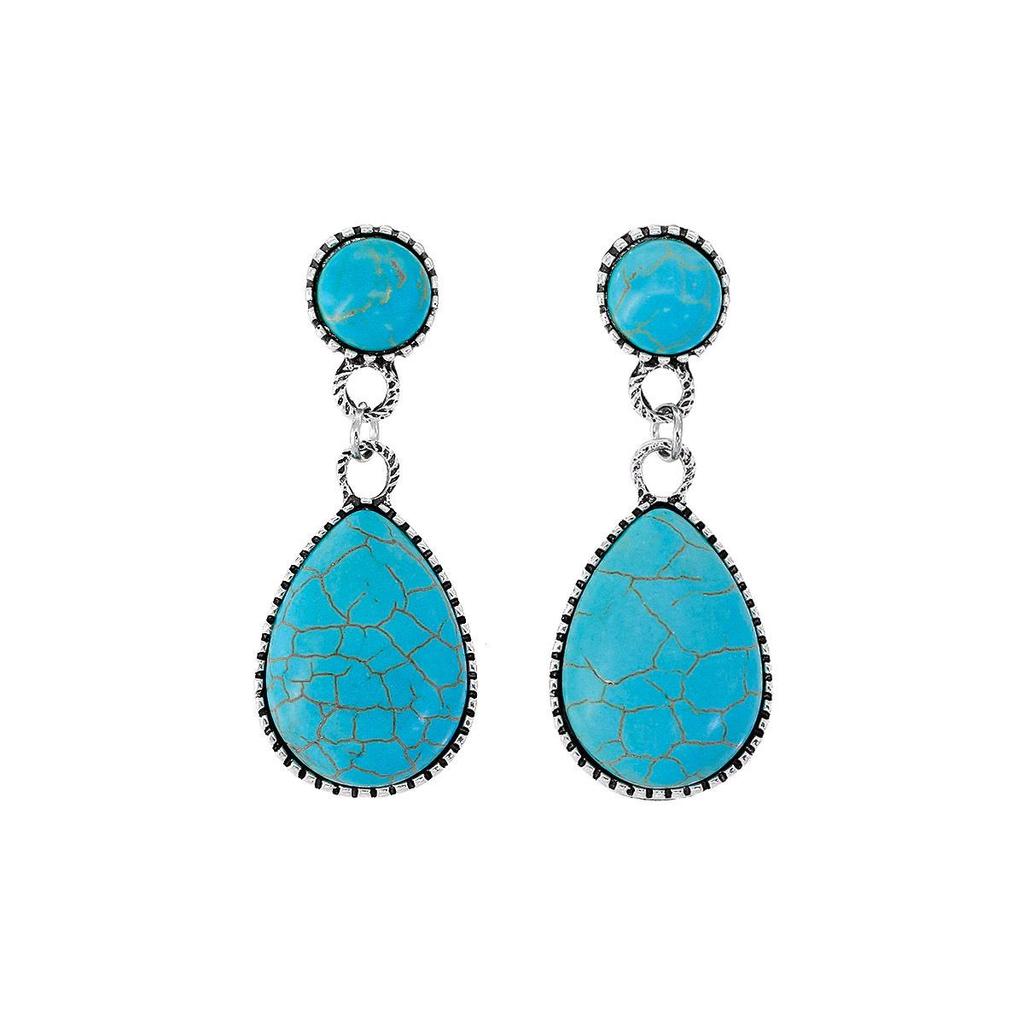 2024 Böhmische Türkis Wassertropfen Blume Ohrringe für Frauen - Retro Stil
