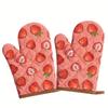 2pcs Heat Resistant Strawberry Baking Gloves Thickened Kitchen Microwave Mittens  Household