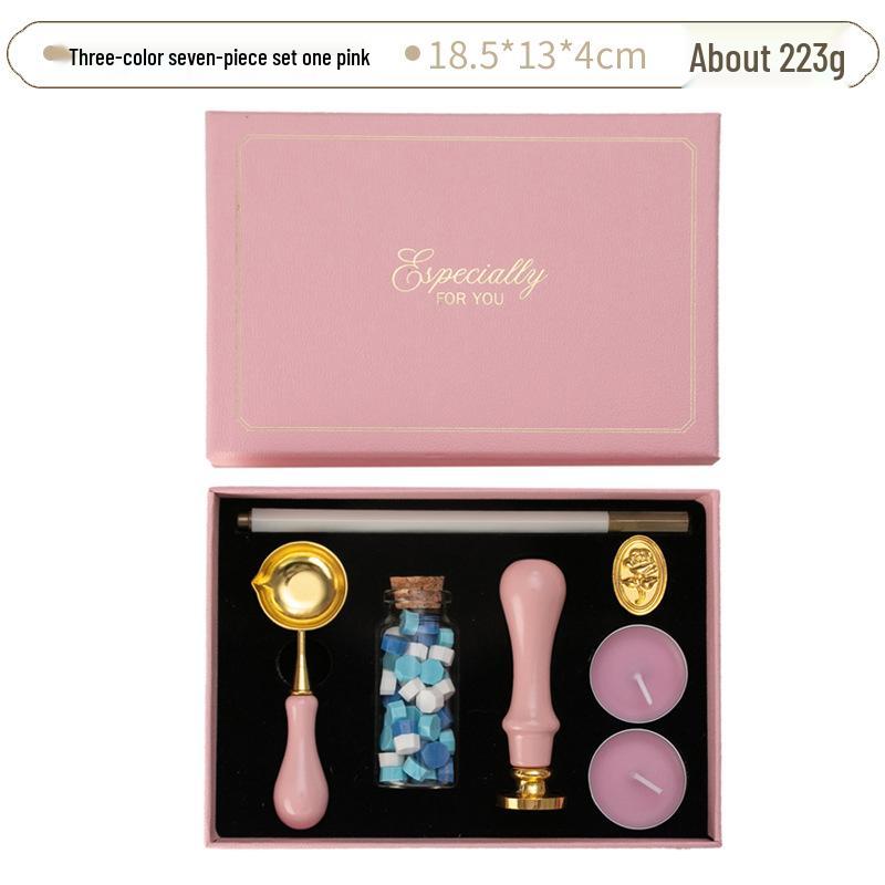 Creative Retro Wax Sealing Stamp Set - Includes Stamp, Wax Granules, and Fire Paint for Envelopes & Gifts.