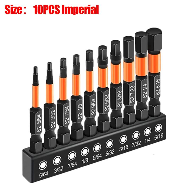 20/10PCS Magnetic Allen Wrench Drill Bit Long Impact Hex Head Screwdriver Bit Set 1/4 Inch Torx Hex-Shank Driver Bits Set