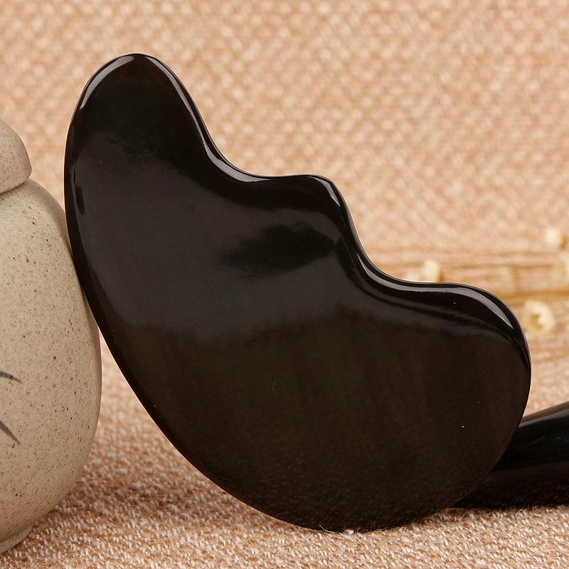 Natural Jaundice Horn Guasha Tool Gua Sha Plank Massage Board Scraping Barrels Tea Spoon Hollow Ribs Massager Foot Point Stick