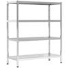4-Tier Kitchen Shelf Adjustable to 10 Different Heights, Stainless Steel, 91x40x108 cm, Silver