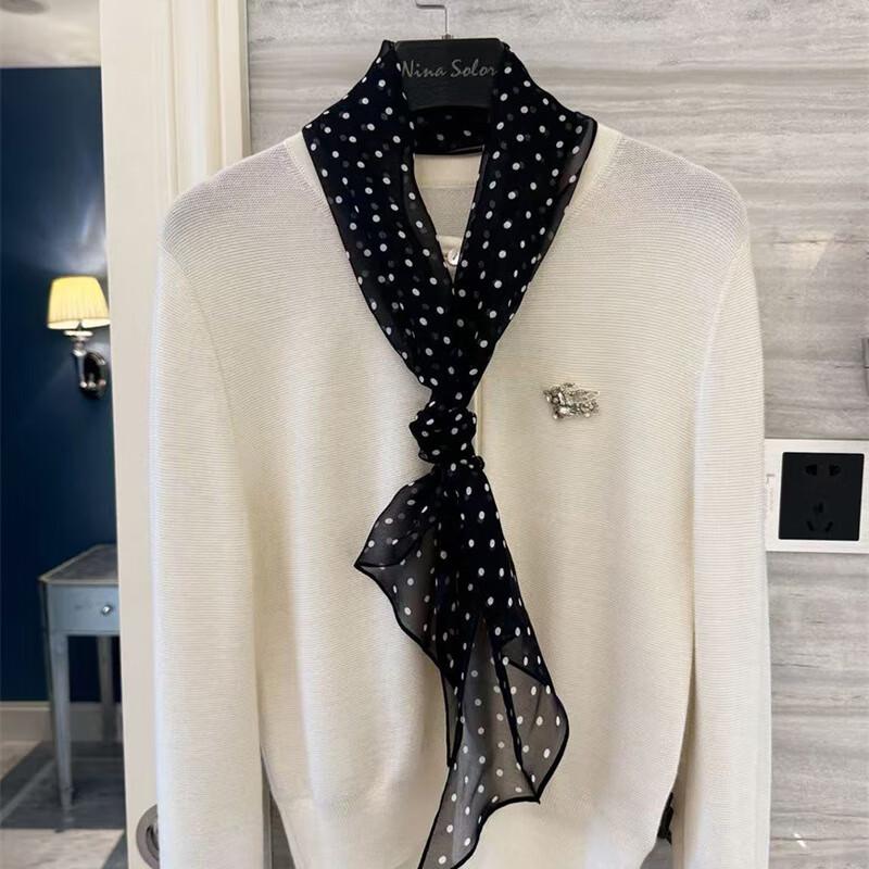 NINA SOLOR Polka Dot Silk Scarf
