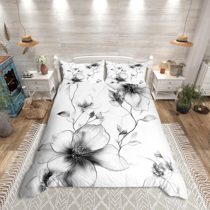 

Homewish Rustic Flower Duvet Cover Set,Country Floral Comforter Cover Set,Red Splashing Ink Bed Set For Girls DE XS 100x135cm 2pcs&set