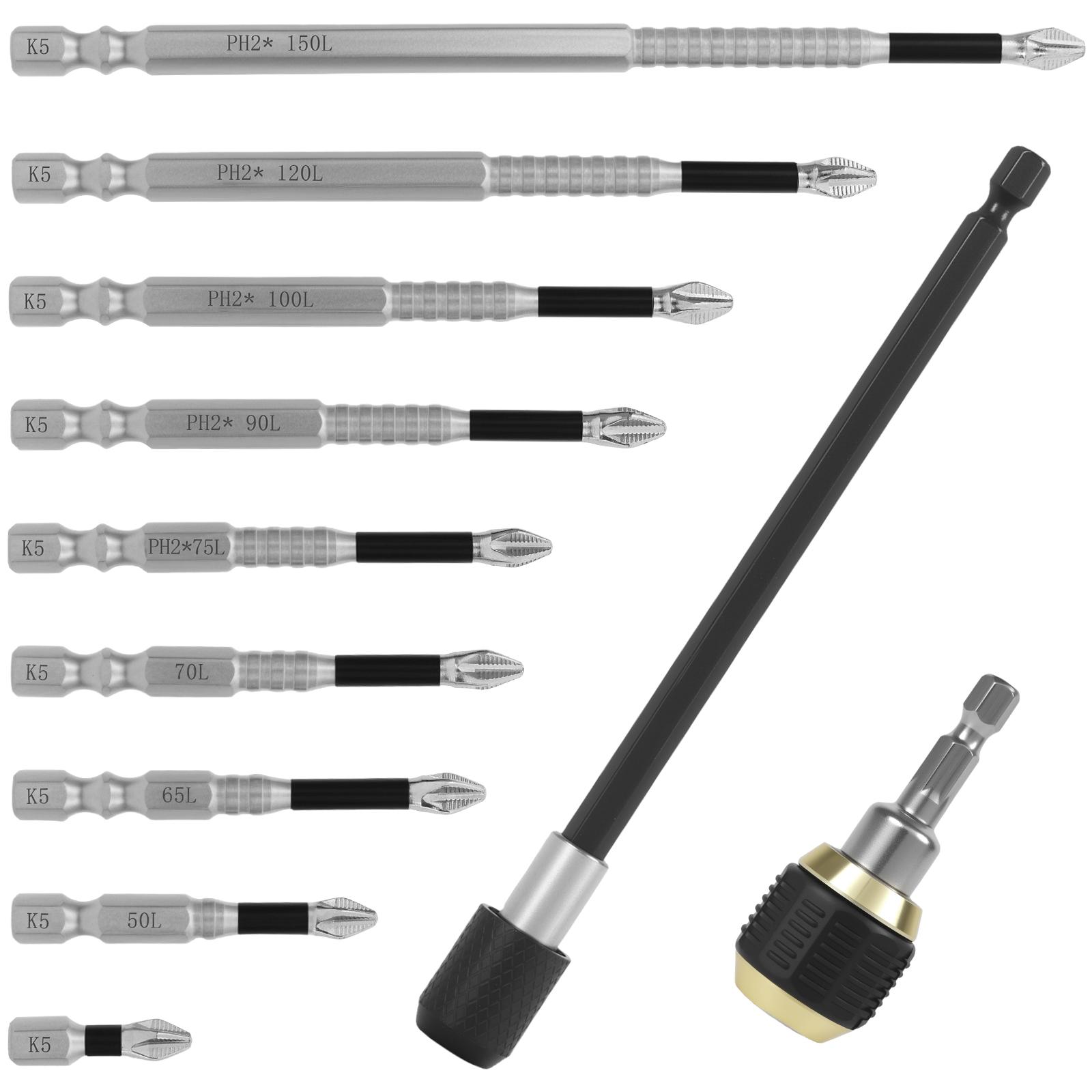 

Magnetic Screwdriver Drill Bit Set K5 Impact-Resistant Non-Slip Bit with Self-locking Drill Bit and Hex Shank Drill Extension Ro