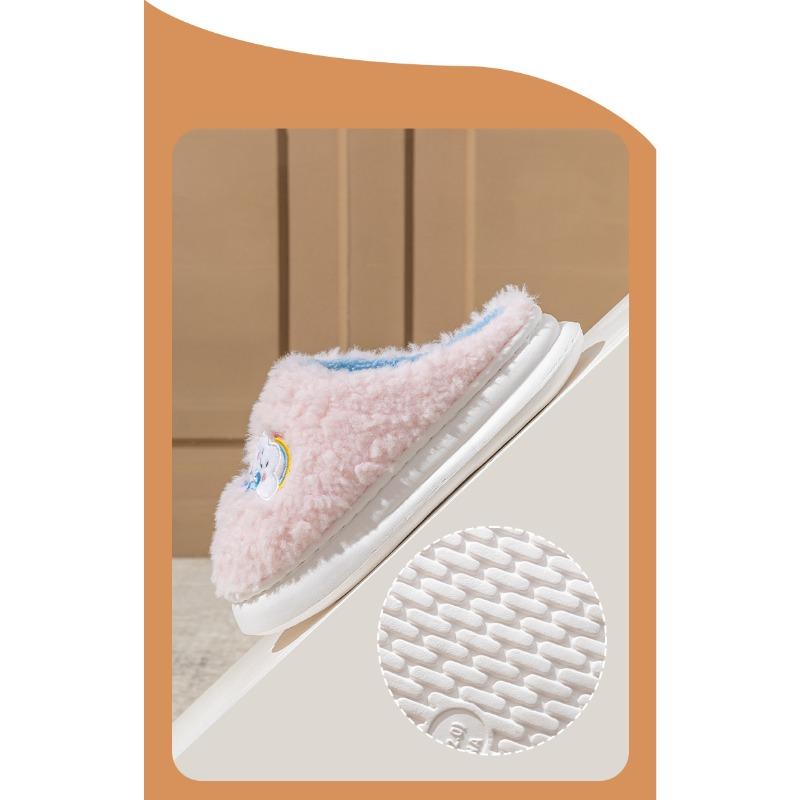 Cotton Slippers for Home Warmth, Fleece Thick-soled, Lightweight and Comfortable Shoes for Women