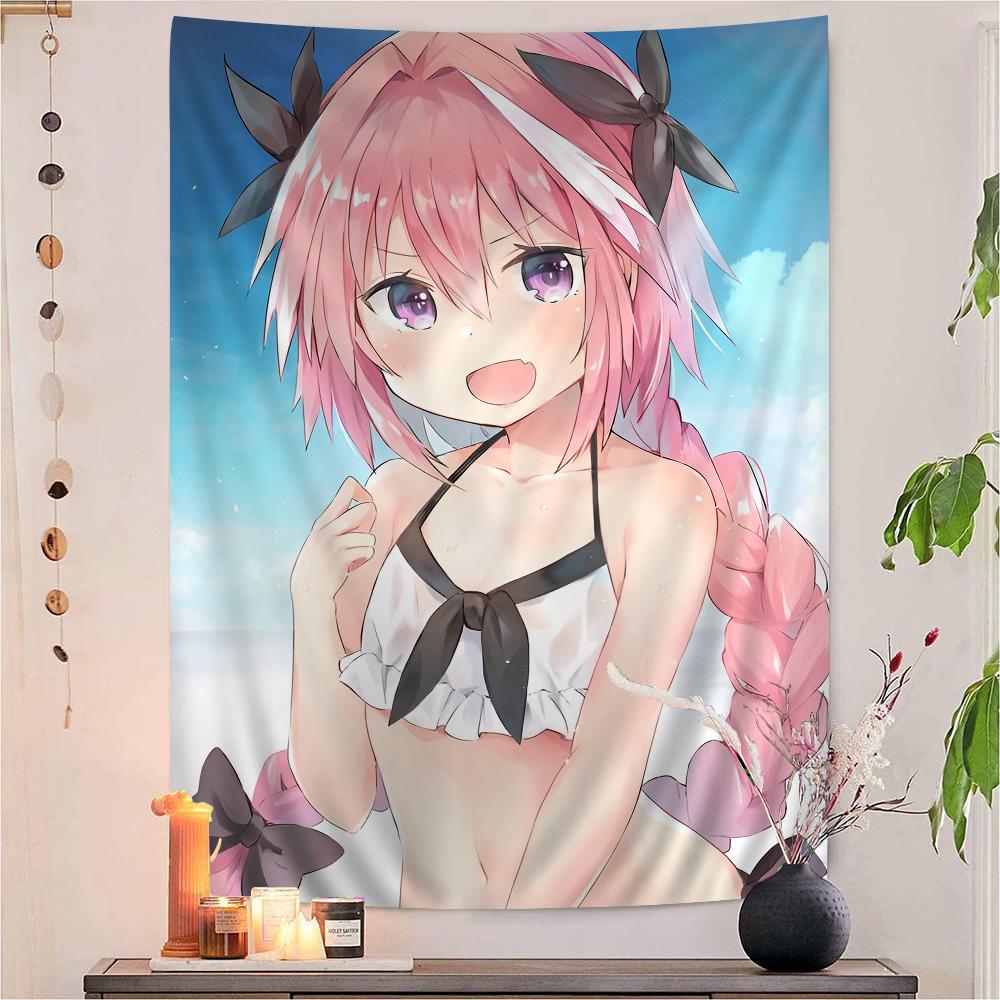 Fate Apocrypha Astolfo Anime Tapestry Hippie Flower Wall Carpets Dorm Decor Cheap Hippie Wall Hanging
