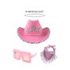 Blingbling Cowgirl Hat Scarf Sequined Brim Hat Scarf and Sunglasses Set