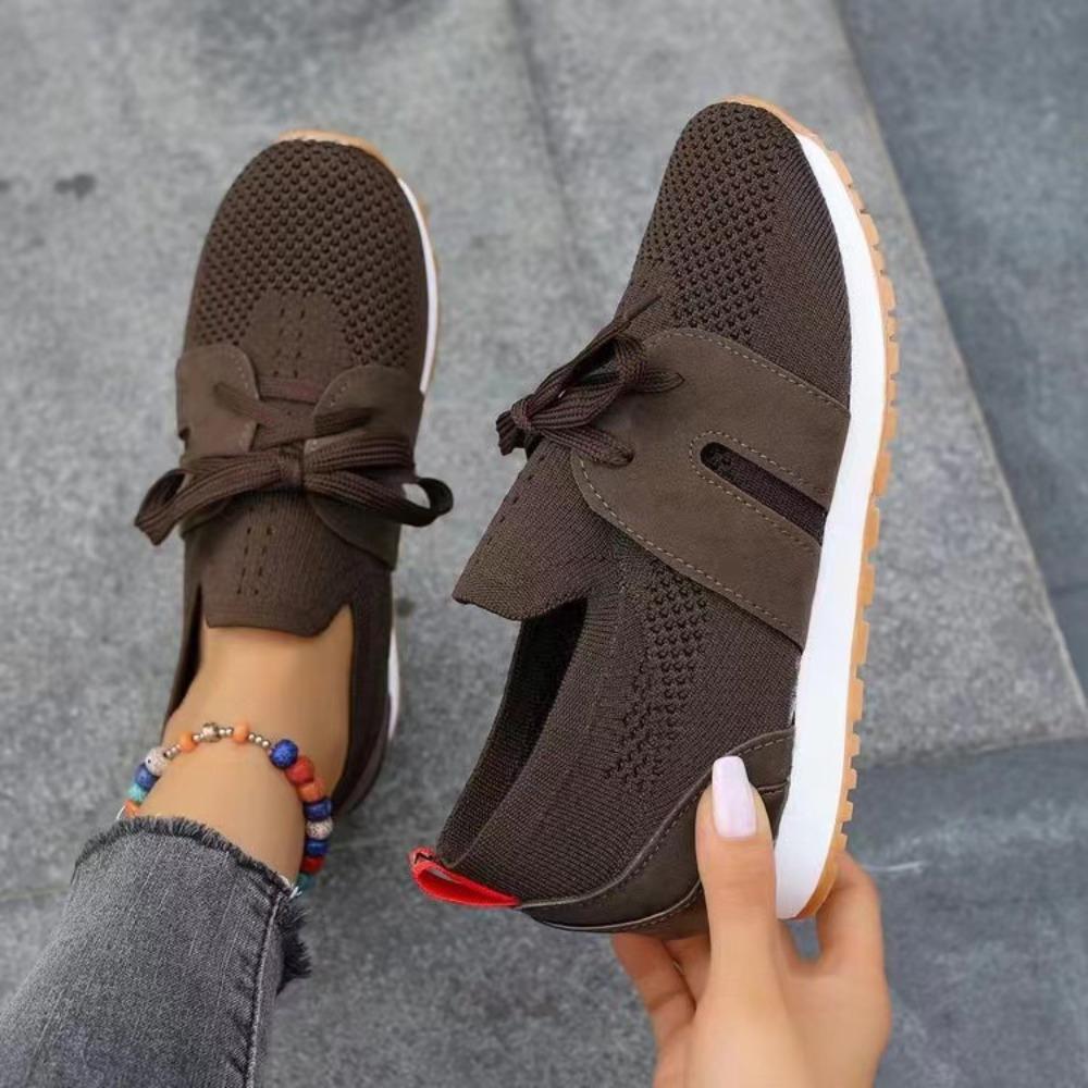 spring autumn New Brown Knit Breathable Sneakers Shoes Women Soft Sole Platform Flats Woman Plus Size 43 Non Slip Casual Shoes