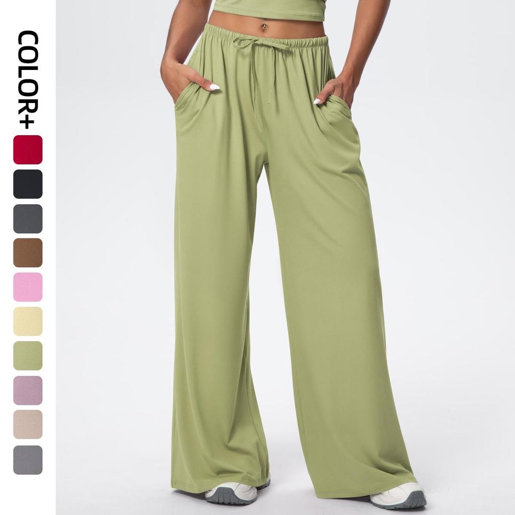 New Loose Fit Wide Leg Yoga Pants with Pockets and Elastic Drawstring
