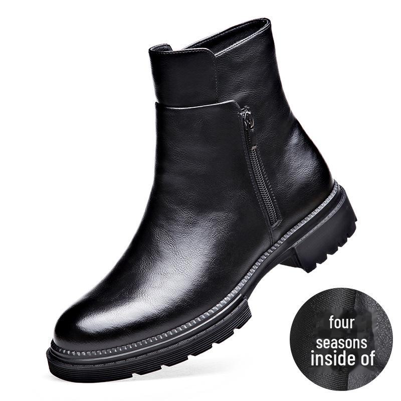 

Чоловічі зимові шкіряні черевики челсі з м якої коров ячої шкіри, бічною блискавкою та вельветовою підкладкою 44