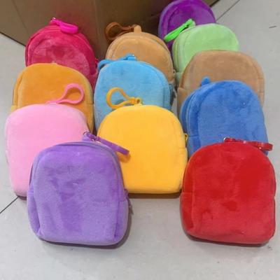 Portamonete color caramella, carino da donna, ragazza, in pelliccia, mini porta monete, stile zaino, portachiavi, auricolari, porta carte, portafoglio