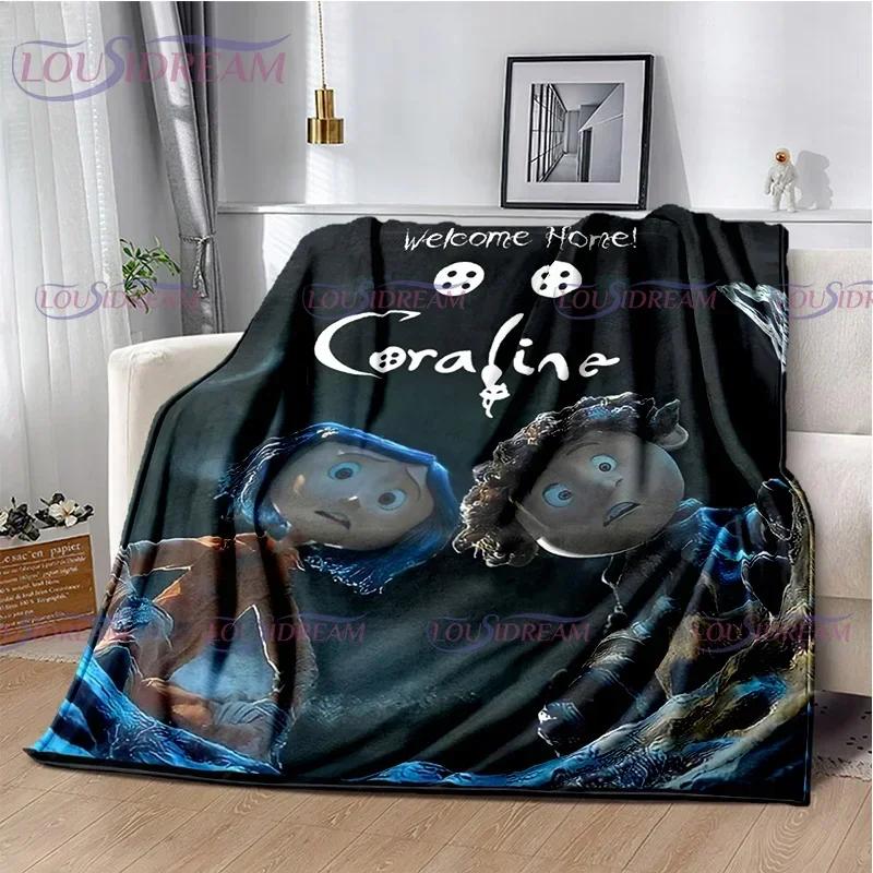 Decke mit Coraline-Druck im gotischen Stil, Animation, Kinderdecke, Familie, Nickerchen, Sofadecke, Bett, warme Decke, weiche Tagesdecke