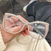 Large Frame Cat-Eye Anti-Blue Light Reading Glasses with Handmade Diamond Decoration