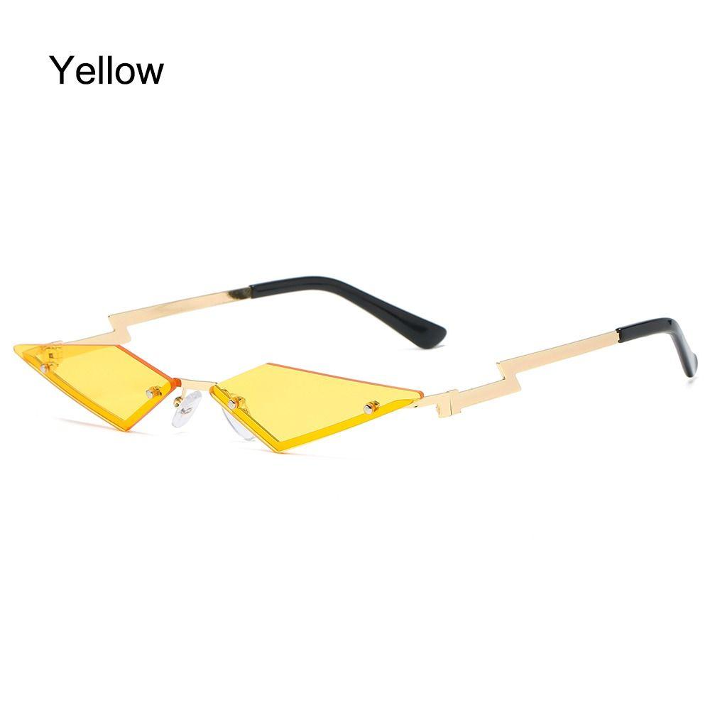 Metal Frame Lozenge Sunglasses Rimless Halloween Eyeglasses Polygon Sun Glasses  for Women & Men