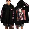 Moletom com capuz Anime Devil Killer, jaqueta larga com zíper grande, estilo hip-hop, Y2K, Kamado Nezuko