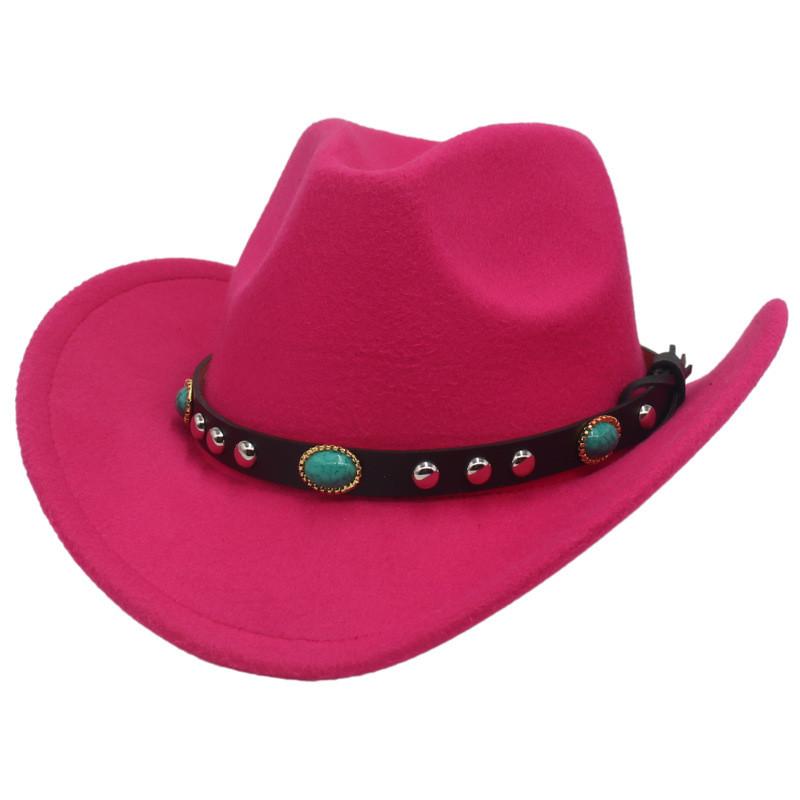 Ethnic Style Cowboy Hat With Brass Rivets For Winter Men Women