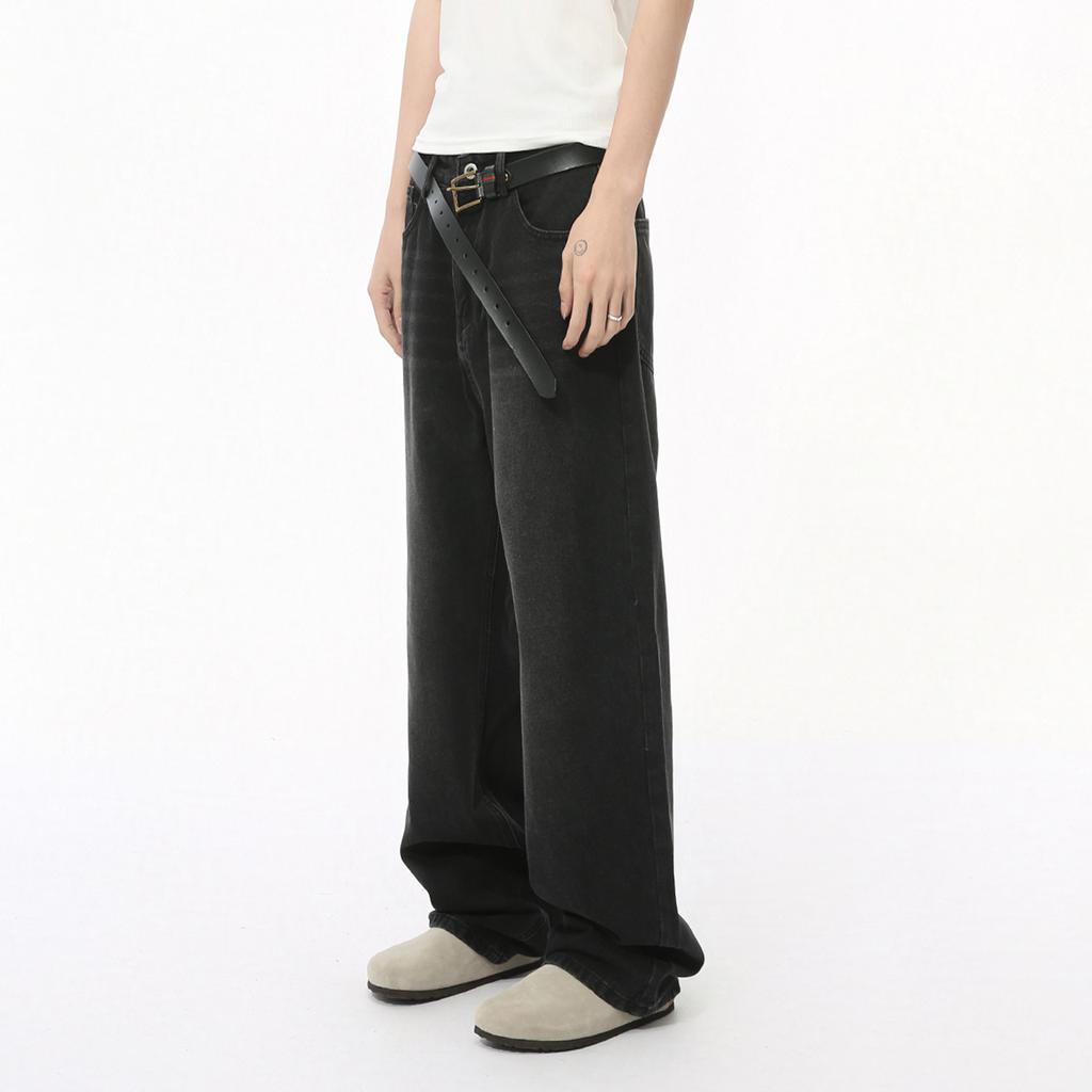 Men's Clothing | Autumn, American Simple Basic Straight Loose White Washed Denim Trousers Casual