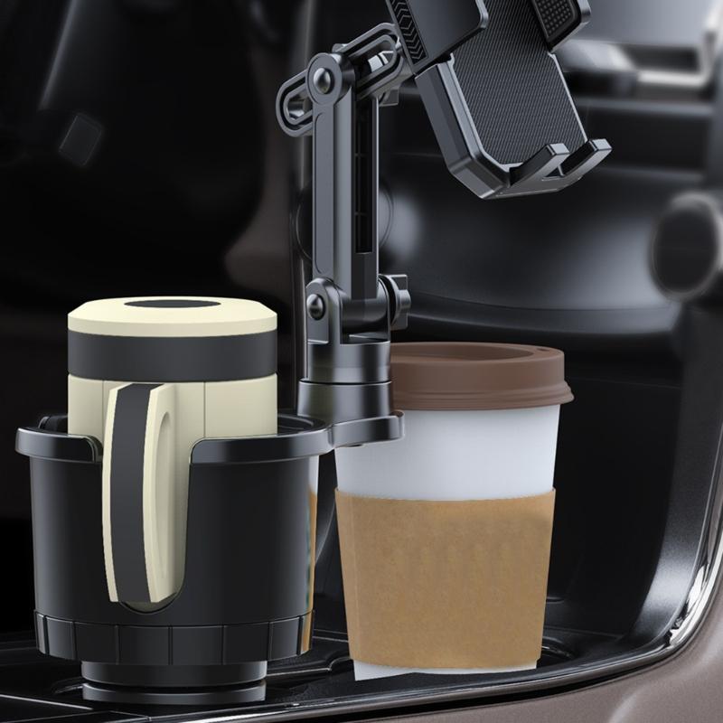 2 in 1 Car Cup Holder Expander Car Mobile Phone Holder Fit 5.4-7.2'' Phones Adjustable Cup Organizer Cup Holder Adapter