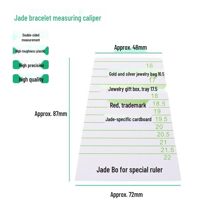 Jadeware Emerald Bracelet Caliper Set: High-Toughness Plastic, Ultra-Thin Soft Ruler for Measuring Circumference & Diameter