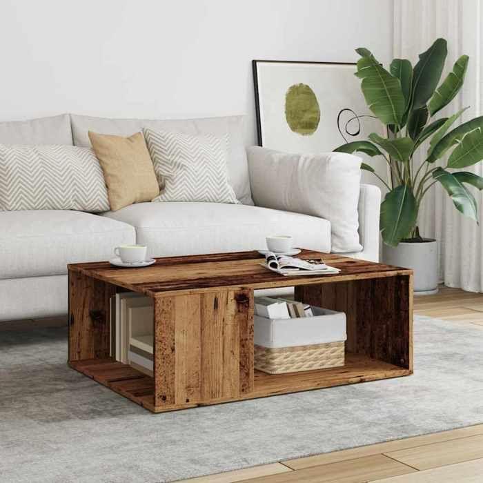 VidaXL Table basse vieux bois 90x67x33 cm bois d'ingénierie, table d'appoint, table de salon, table latérale, bout de 856552