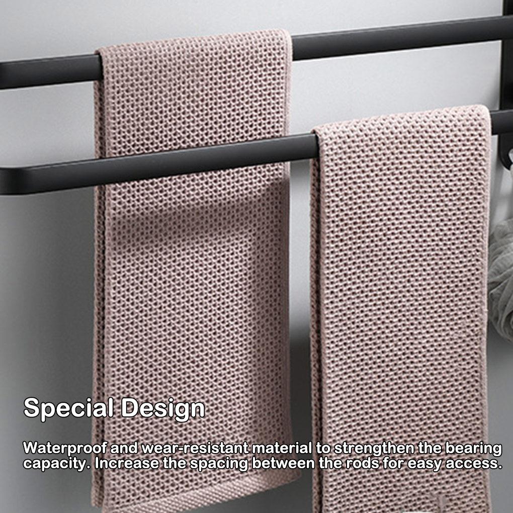 Towel Hanger With Hook Wall 3-Layers Bar Punch-Free Storage Rack Bathroom Toilet Shower Room Holder Accessories