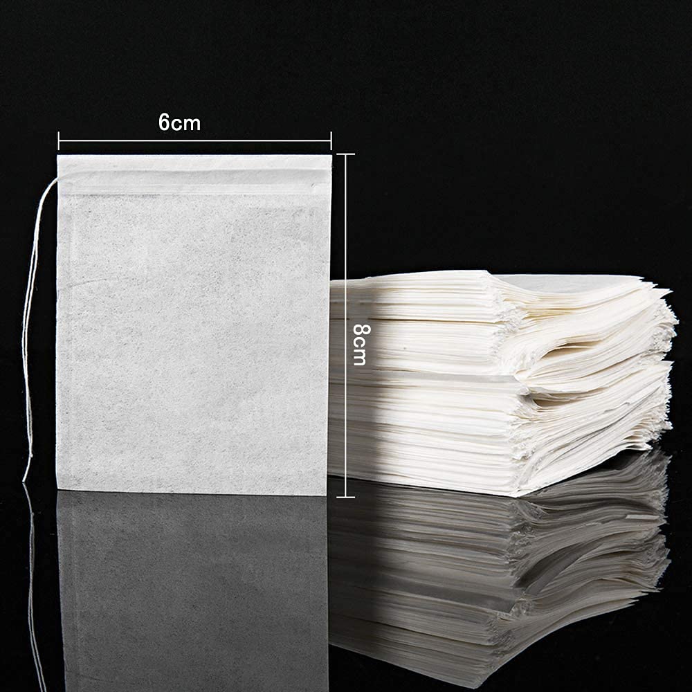 LUCKYBEE Disposable Empty Tea Filter Paper with Strong Natural for Cold Loose Leaf Tea Coffee Count Bags, Drawstring, Penetration, Ingredients, Brew,