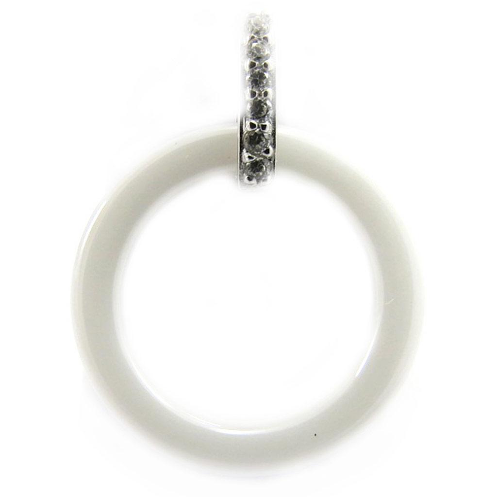 Les Trésors De Lily [L6698] - Pendentif Argent 'Sissi' blanc (céramique) rhodié - 18 mm