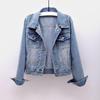 Veste en jean pour femmes, manteaux courts à capuche, couleur unie, vestes décontractée, Streetwear, hauts de Style coréen