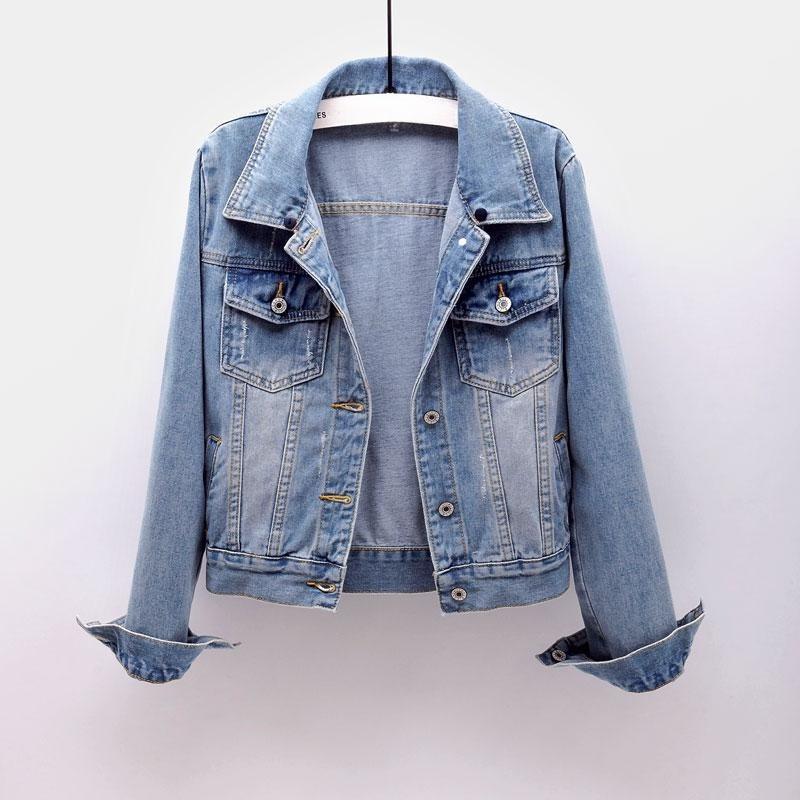 Veste en jean pour femmes, manteaux courts à capuche, couleur unie, vestes décontractée, Streetwear, hauts de Style coréen