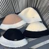 Hat Women's Autumn and Winter Cashmere Bucket Hat Knitted Warm Bucket Hat Splicing Fashionable Versatile Face Cover Basin Hat