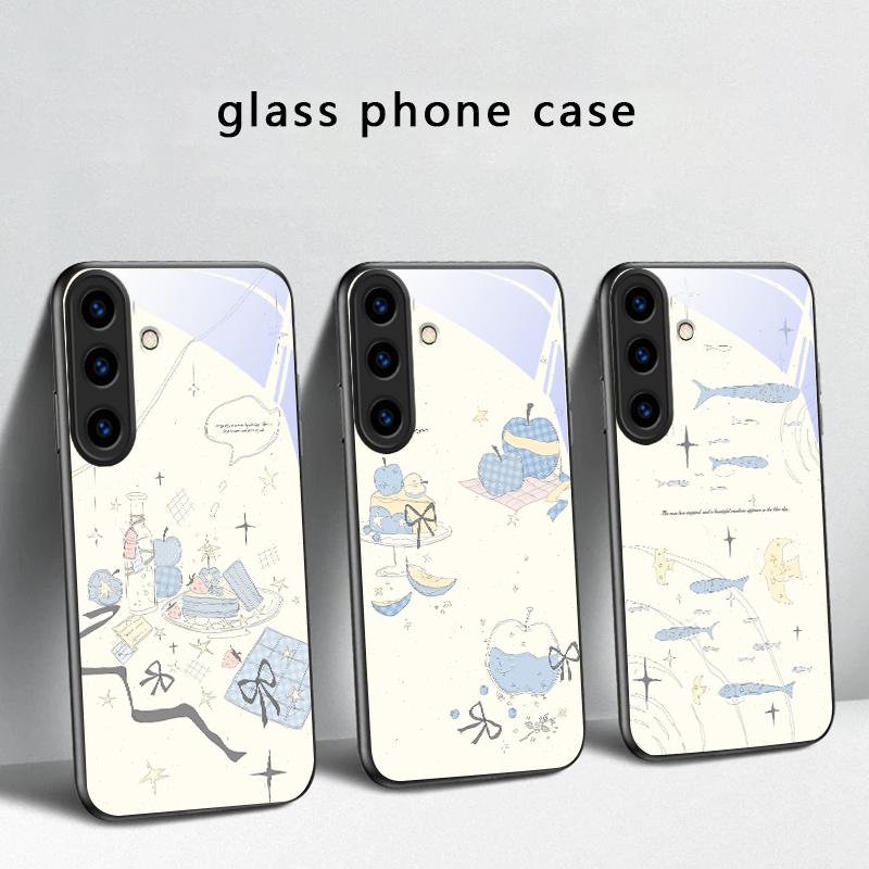 Fresh and Healing Breeze For Samsung Galaxy S20 S21 S22 S23 Plus S24 FE S25 Ultra S26 Edge S25+ S20+ S22+ Black Glass Phone Case