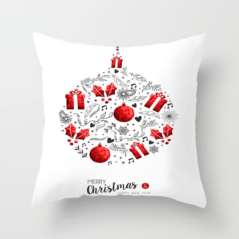 Red Christmas Tree Snowflake Elk Cushion Cover Christmas Pillowcase Home Holiday Decorations New Year Gift