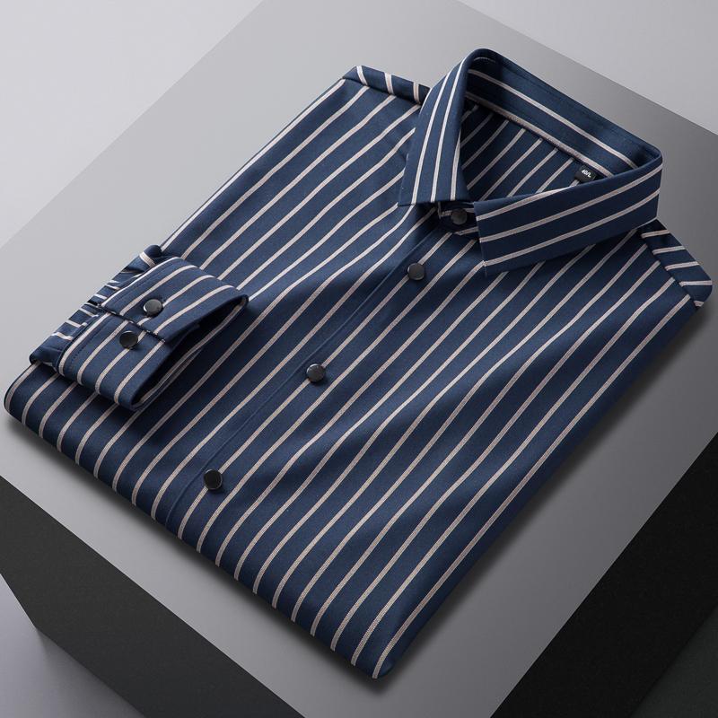 Elegant Classic Design Slightly Stretch Button Up Shirt, Men's Clothes Iron-Free Long Sleeve Dress Shirts For Spring Fall Winter