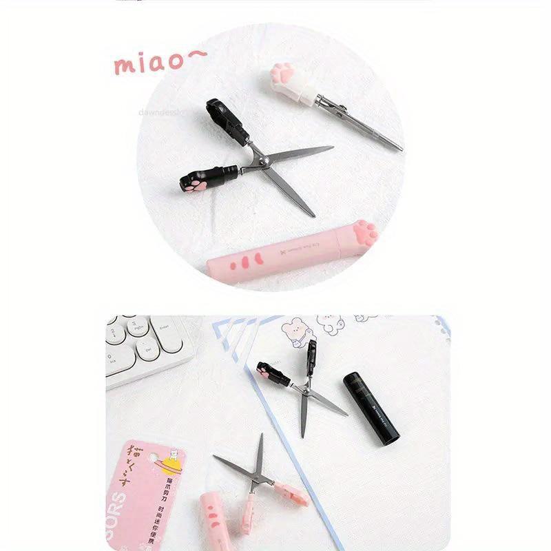 Śliczne wielofunkcyjne nożyczki ręczne ze stali nierdzewnej Mini przenośne Kawaii Cat Paw Art nożyczki szkolne artykuły papiernicze nowość
