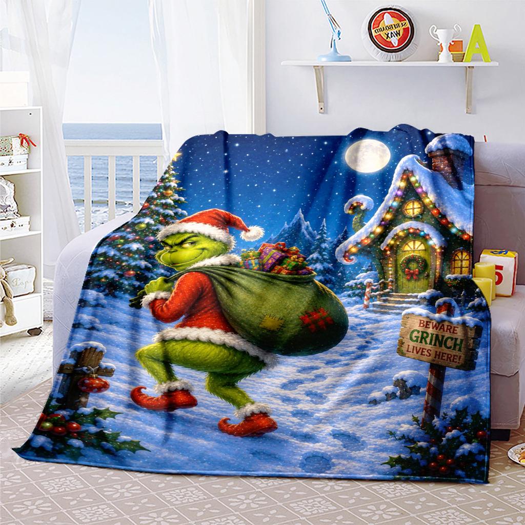 Christmas Gift Comedy Movie How the Grinch Stole Christmas blanket home warming, four season bed decoration sofa cover flannel throwing blanket K10