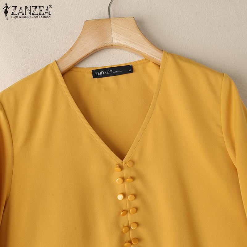 ZANZEA Women 3/4 Sleeve Blouse and Shorts Summer Two Piece Suit Sets