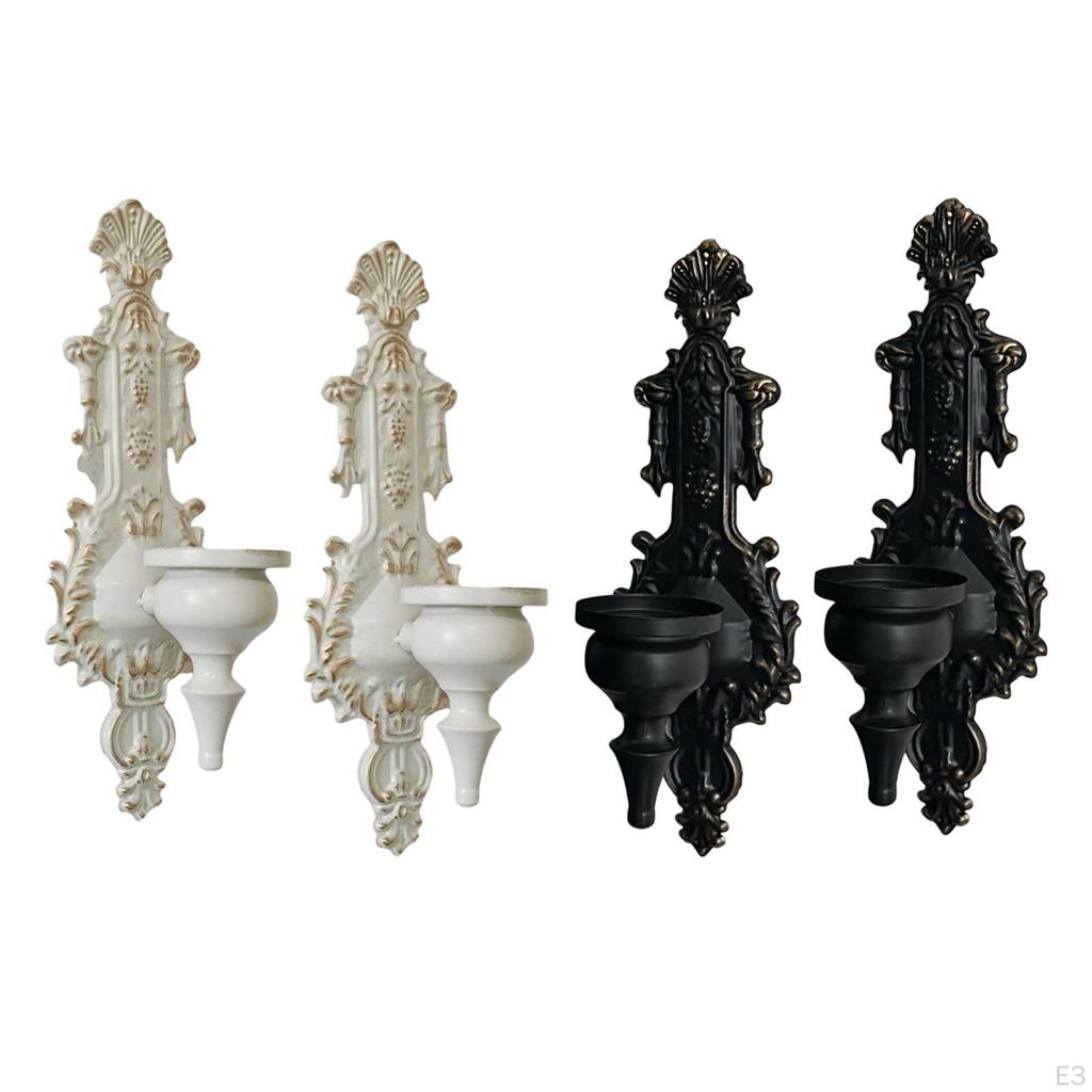 2 Pieces Candle Holder Candlestick Decorative Wall Mounted Metal Ornament for Home Fireplace Living