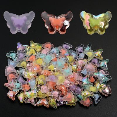 100 pièces 12x15mm Perles Acryliques Papillon Couleur Mixte Perles Libres Pour la Fabrication de Bijoux Bracelets DIY Collier Chaîne de Téléphone Accessoires