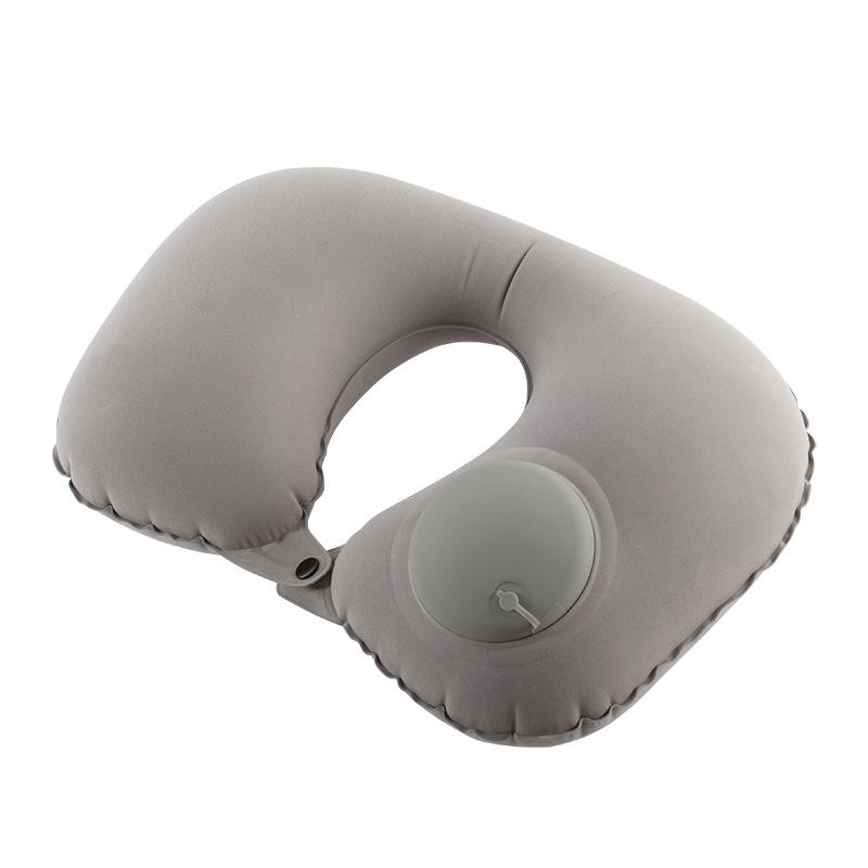 U-shaped Travel Pillow Car Aviation Flight Office Inflatable Neck Pillow Short Plush Cover PVC Support Headrest Soft Care Pad
