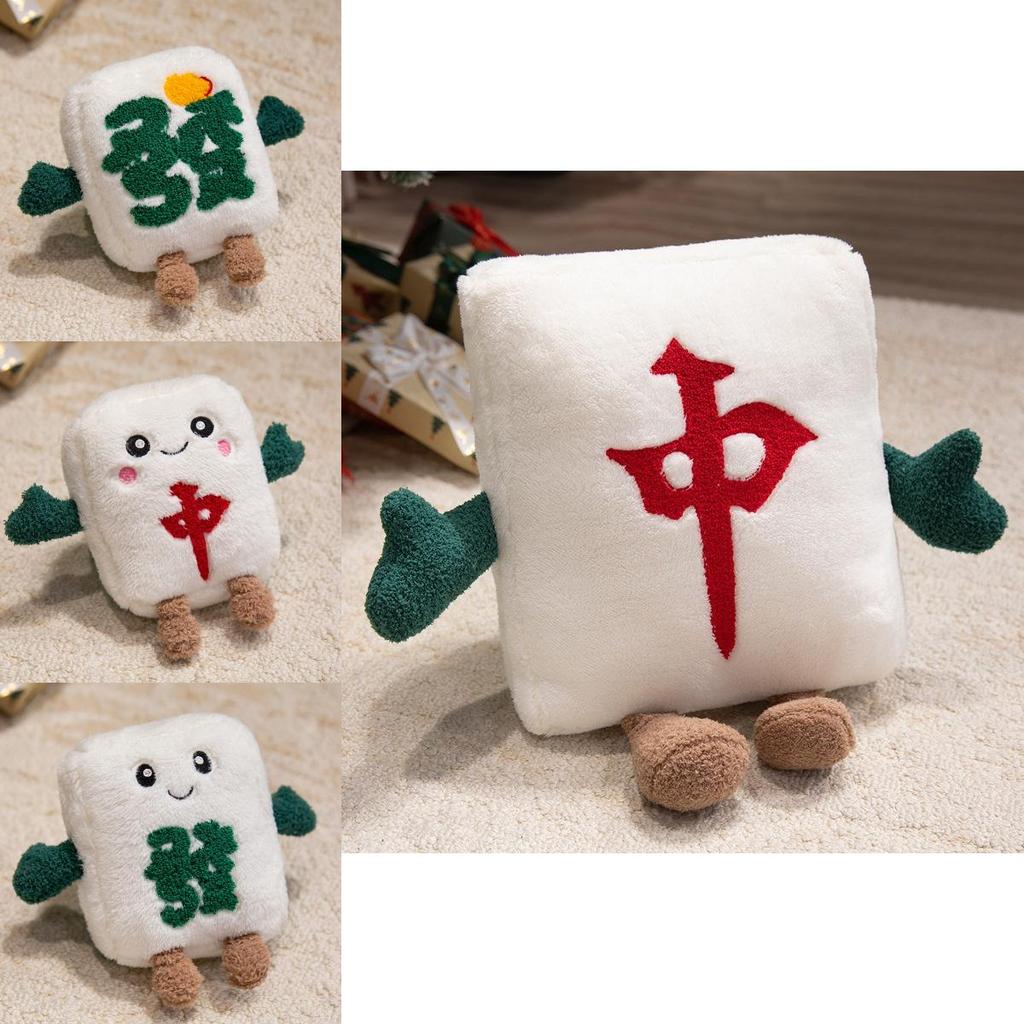 Entzückendes Mahjong-Kissen mit weichem Plüschbezug für Schreibtischstuhl und Entspannung im Wohnzimmer