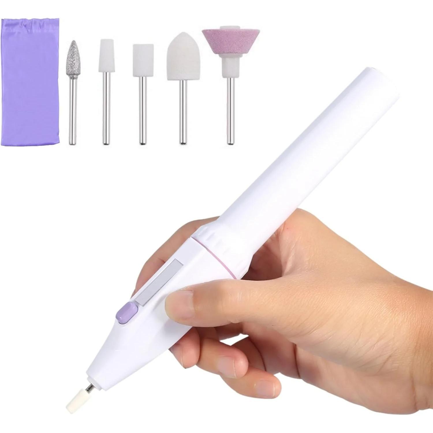 Electric Nail File, 5in1 Professional Electric File Drill Nail Art Polisher Grinder, Personal Manicure Pedicure Kit with 5Pcs Bits P