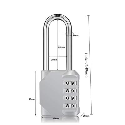 Combination Padlock Outdoor 4 Digit Long Shackle Waterproof Password Padlock Pad Lock For School Locker Gym Locker Fence Gate