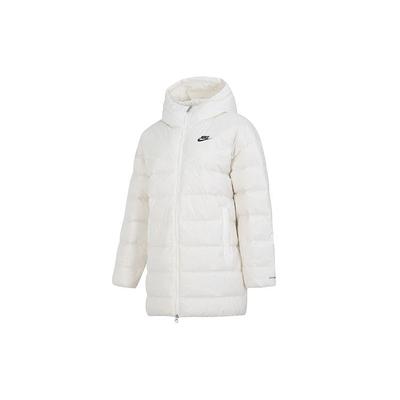 Logo Print Muster Stehkragen Kapuze Daunenjacke Damen Oberbekleidung Weiß DQ6874-133