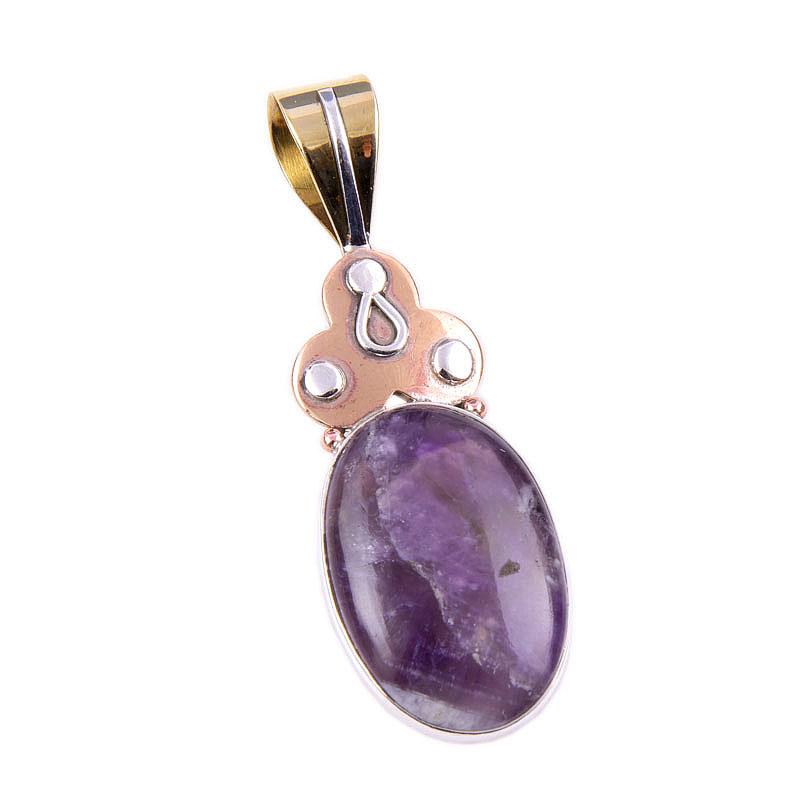 Přírodní Tiffany Stone 925 Masivní Sterlingové Stříbro Dárek Dvoubarevný Přívěsek 1.75" M1e58