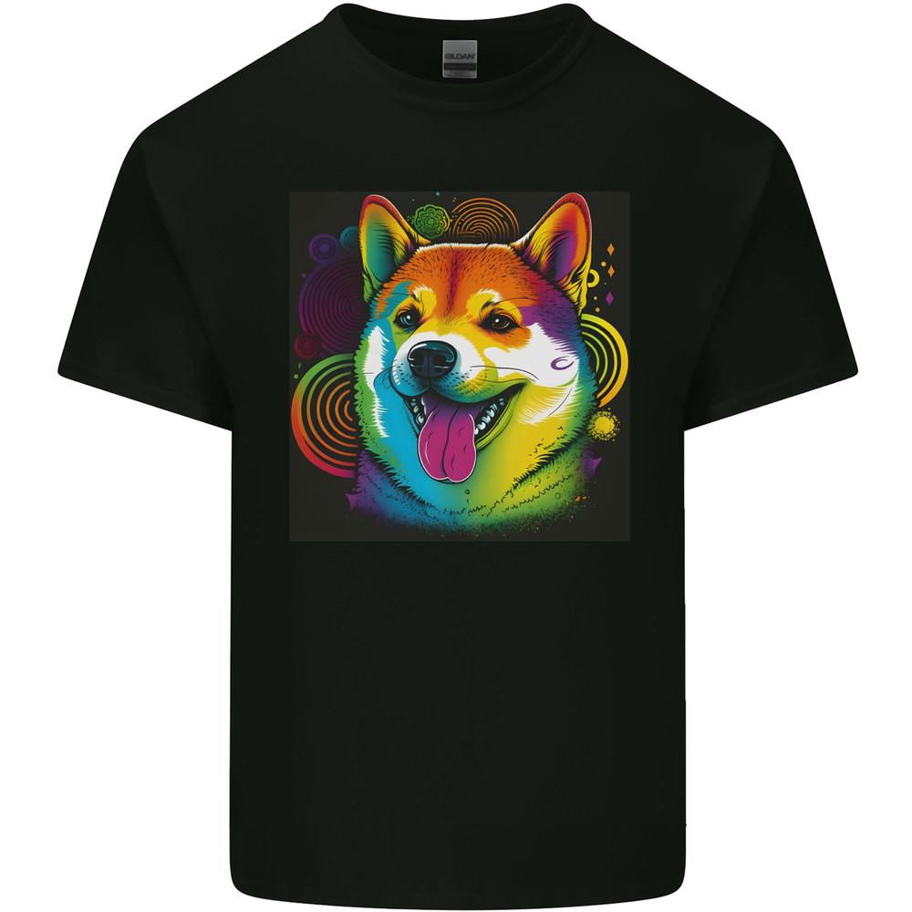 A Colourful Shiba Inu Dog Mens Light Cotton T-Shirt