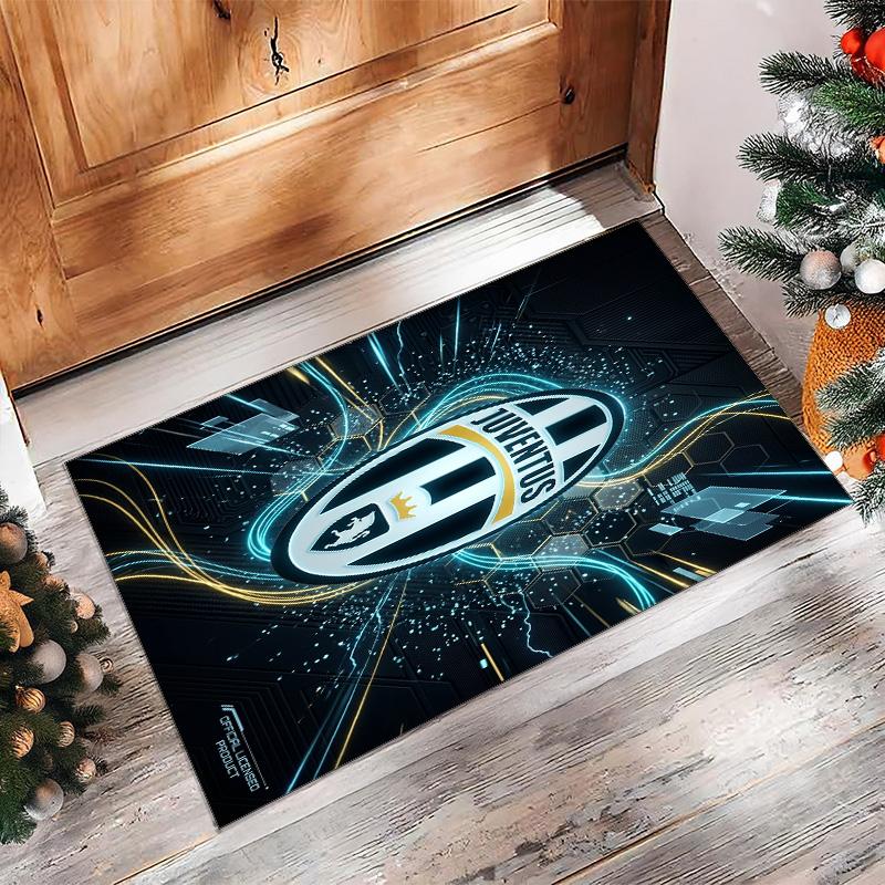 Tappeto in Flanella Stampato Juventus FC Antiscivolo Morbido Poliestere Tappeto per Pavimento Tappetino Decorativo per Interni per Camera da Letto Soggiorno Divano